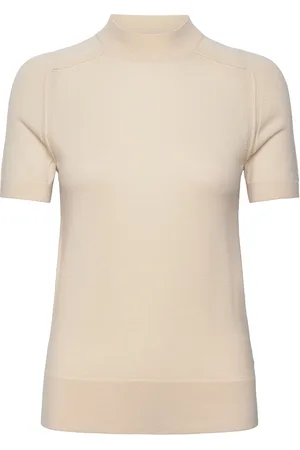 Calvin Klein Merino Wool Mock-Nk Sweater Ss Beige