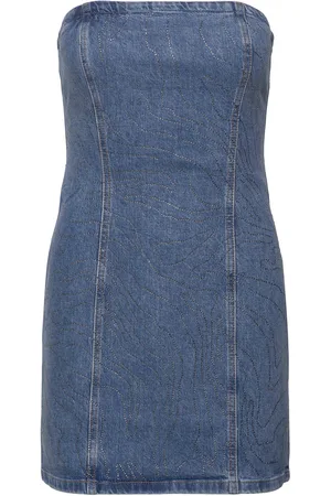 ROTATE Rhinest Denim Dress Blue