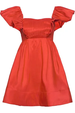 By Malina Bree Frill Detailed Mini Dress Red