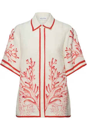 By Malina Gia Printed Short Sleeve Shirt Red