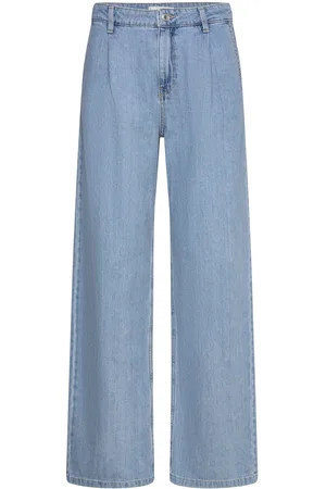 MANGO Straight Pleated Jeans Blue