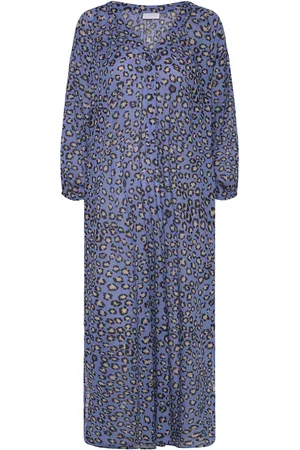 Coster Copenhagen Dress With Placket In Leo Print Blue