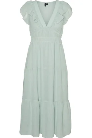 VERO MODA Vmemilie Capsleeve Calf Dress Wvn Ce Green