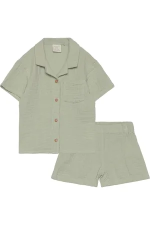 Lindex Set Shirt Shorts Gauze Green