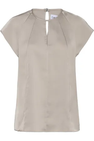Calvin Klein Shiny Satin Ss Blouse Silver