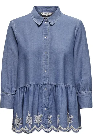 ONLY Onlcanberra Brod Angl Ls Dnm Shirt Qyt Blue