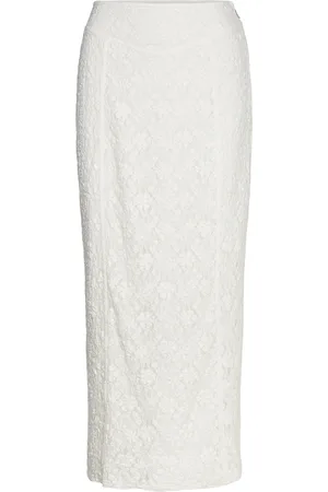 ROTATE Lace Maxi Skirt White
