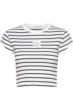 Calvin Klein Woven Label Rib Baby Tee Patterned