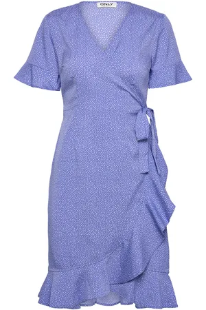 ONLY Onlolivia S/S Wrap Dress Wvn Noos Blue