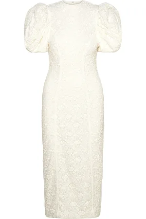 ROTATE Lace Midi Fitted Dress White