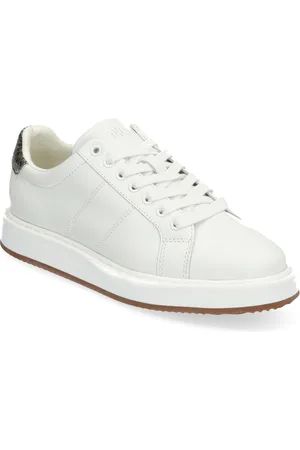 Ralph Lauren Angeline Iv Faux-Snakeskin-Trim Sneaker White