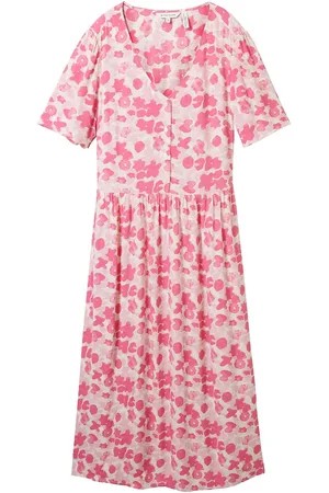 TOM TAILOR Printed Dress With Belt Pink