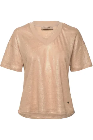 Mos Mosh Mmcasa V-Ss Foil Tee Beige