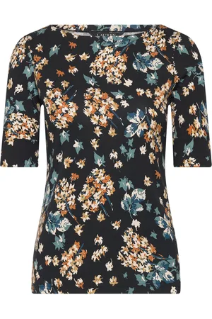 Ralph Lauren Floral Stretch Cotton Boatneck Tee Black