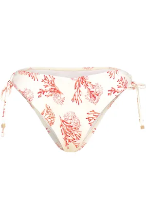 By Malina Blanka Printed Drawstring Bikini Bottoms Red