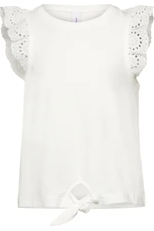 VERO MODA Vmpanna Lace Knot Ss Top Jrs Girl White