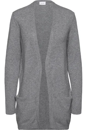 VILA Viril Open L/S Knit Cardigan Grey