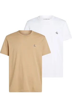 Calvin Klein 2 Pack Monologo T-Shirt Beige