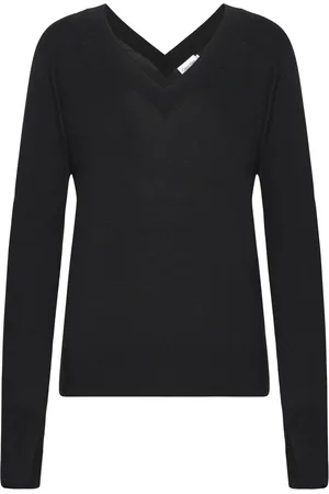 Calvin Klein Merino Wool Double V-Nk Sweater Black
