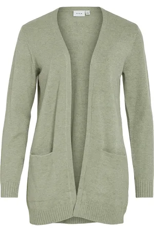 VILA Viril Open L/S Knit Cardigan Green