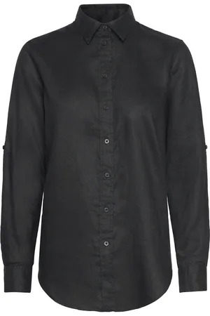 Ralph Lauren Relaxed Fit Linen Roll Tab–Sleeve Shirt Black