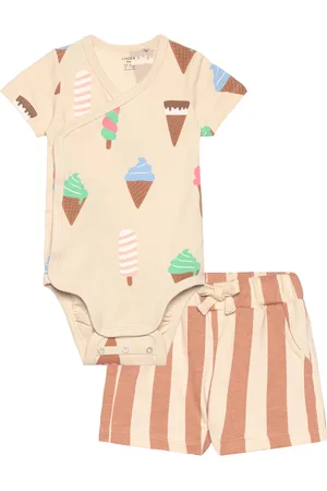 Lindex Set Wrap Body Shorts Icecream Patterned