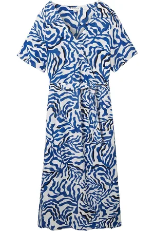TOM TAILOR Printed Wrap Dress Blue