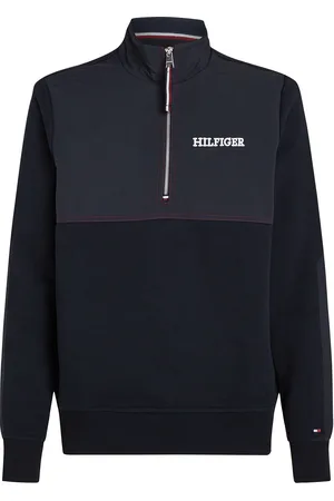 Tommy Hilfiger Monotype Mix Media Half Zip Blue