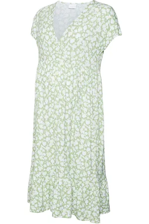 Mama;licious Mlhelen Tess Ss Jrs Midi Aop Dress 2F Green