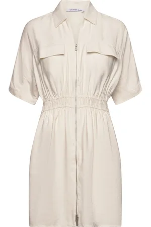 Calvin Klein Viscose Day Dress Cream