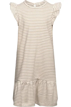 Huttelihut Dress Ns Striped Rib Beige