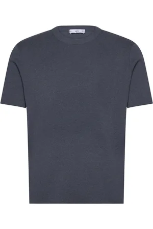 MANGO Cotton Blend Knitted T-Shirt Navy