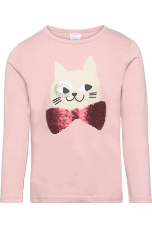 Lindex Top L S Placement Print Cat Wi Pink