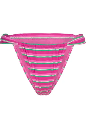 MANGO Stripe-Print Bikini Bottoms Pink