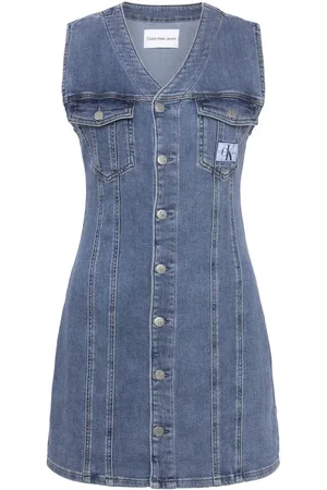 Calvin Klein Sleeveless Denim Dress Blue