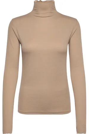 Filippa K Rib Mock Neck Top Beige