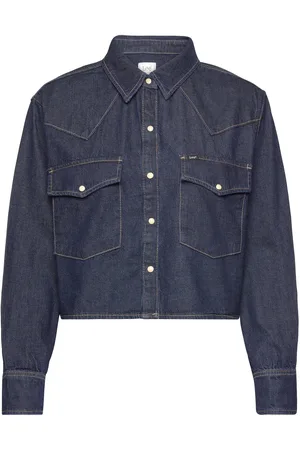 Lee Cropped Western Shirt Navy