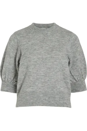 VILA Vibiola 3/4 Sleeve Knit Top #6 Grey
