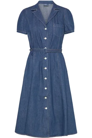 Ralph Lauren Butt D Denim Midi Dress Blue