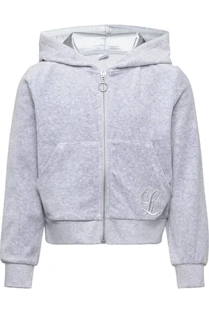 Lindex Sweatshirt Velour With Hoodie Grey