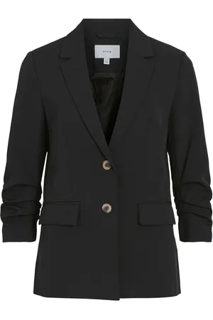 VILA Vimary 3/4 Ruching Blazer Black