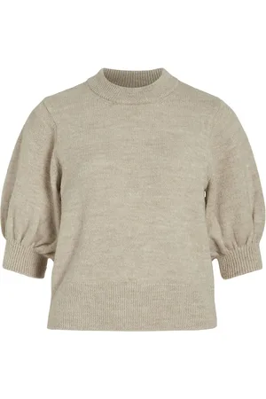 VILA Vibiola 3/4 Sleeve Knit Top #6 Beige