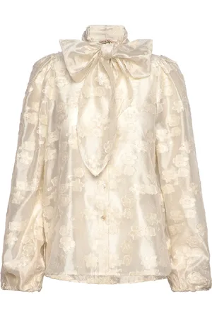 Stella Nova Blouse With Tie Band At Neck Cream