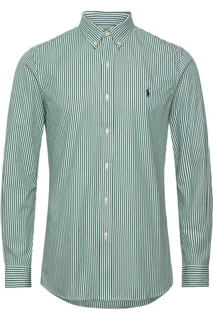 Ralph Lauren Slim Fit Striped Stretch Poplin Shirt Green