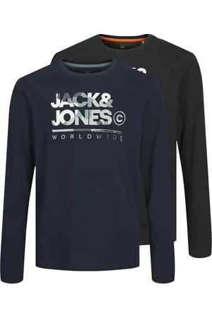JACK & JONES Jjluke Tee Ls Crew Neck 2Pk Mp Jnr Navy Jack & J S