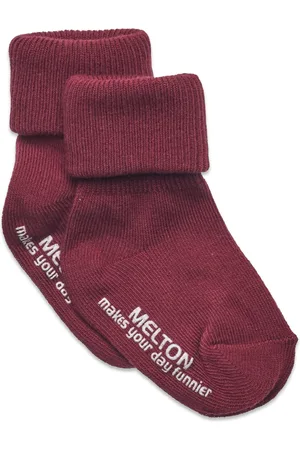 Melton Cotton Socks - Anti-Slip Red