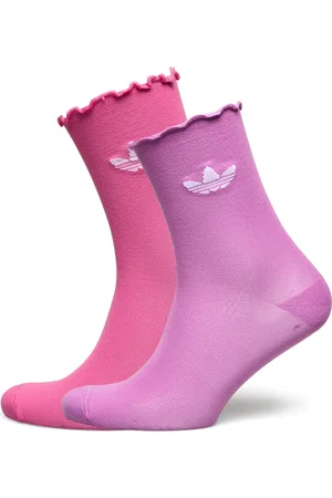 adidas Semi Sheer Ruffle Crew Sock 2 Pair Pack Pink