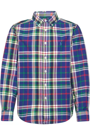 Ralph Lauren Plaid Cotton Oxford Shirt Blue