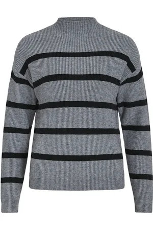 VILA Viril Mockneck L/S Knit Rib Top 2- Noos Grey