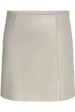 Noisy May Nmclara Penny Pu Hw Slit Skirt Noos Cream